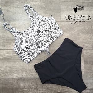 Zaful Dalmation Crop High Waist Bikini Swimsuit Size M